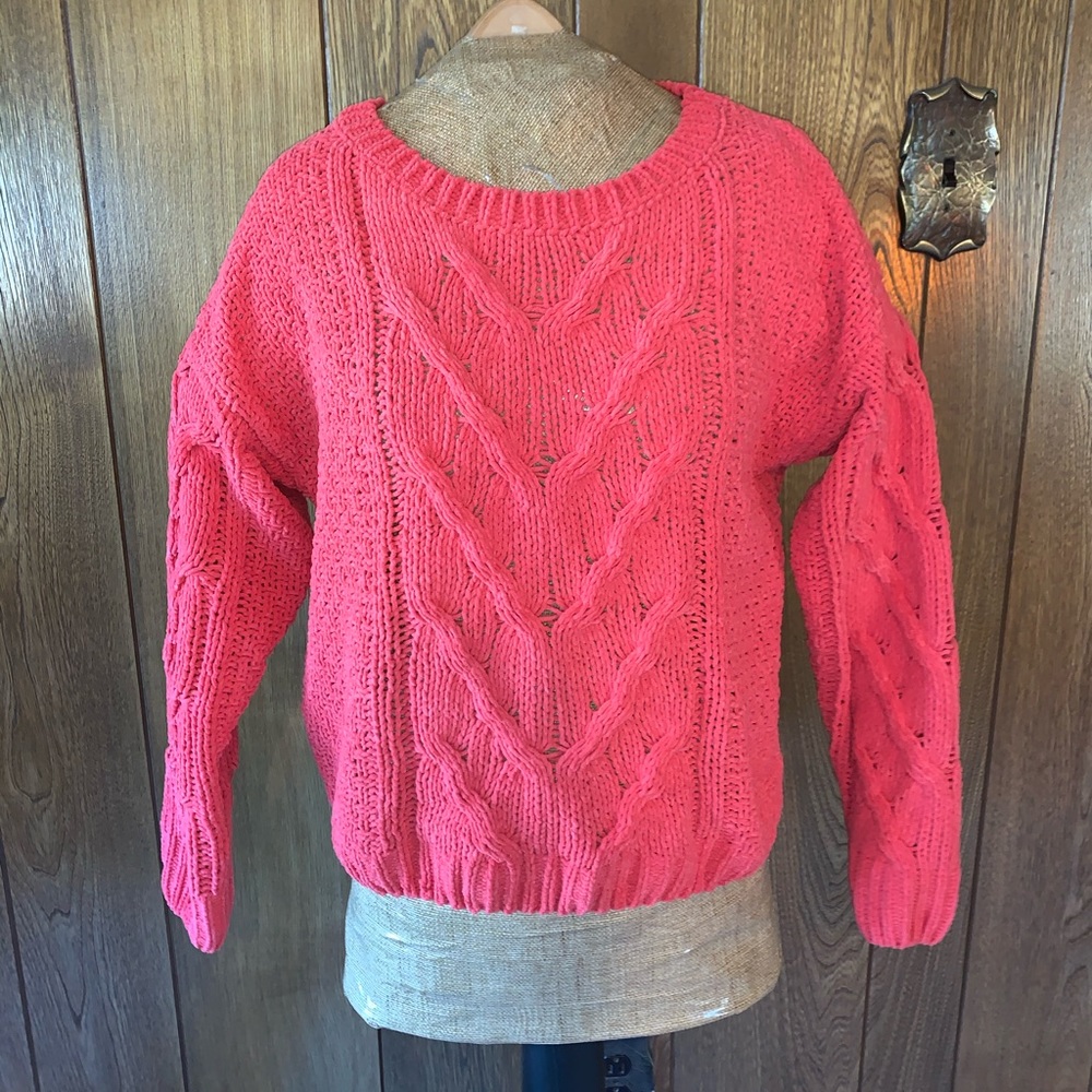 Coral Aeropostale Cable Knit Sweater